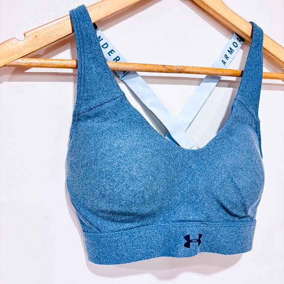 UNDER ARMOUR Blue padded sports bra | Crossback active gym top | X-Small * - Picture 3 of 6